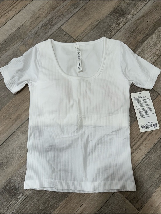 lululemon athletica Tops - lululemon athletica White Ribbed Ebb to Street Short Sleeve Top